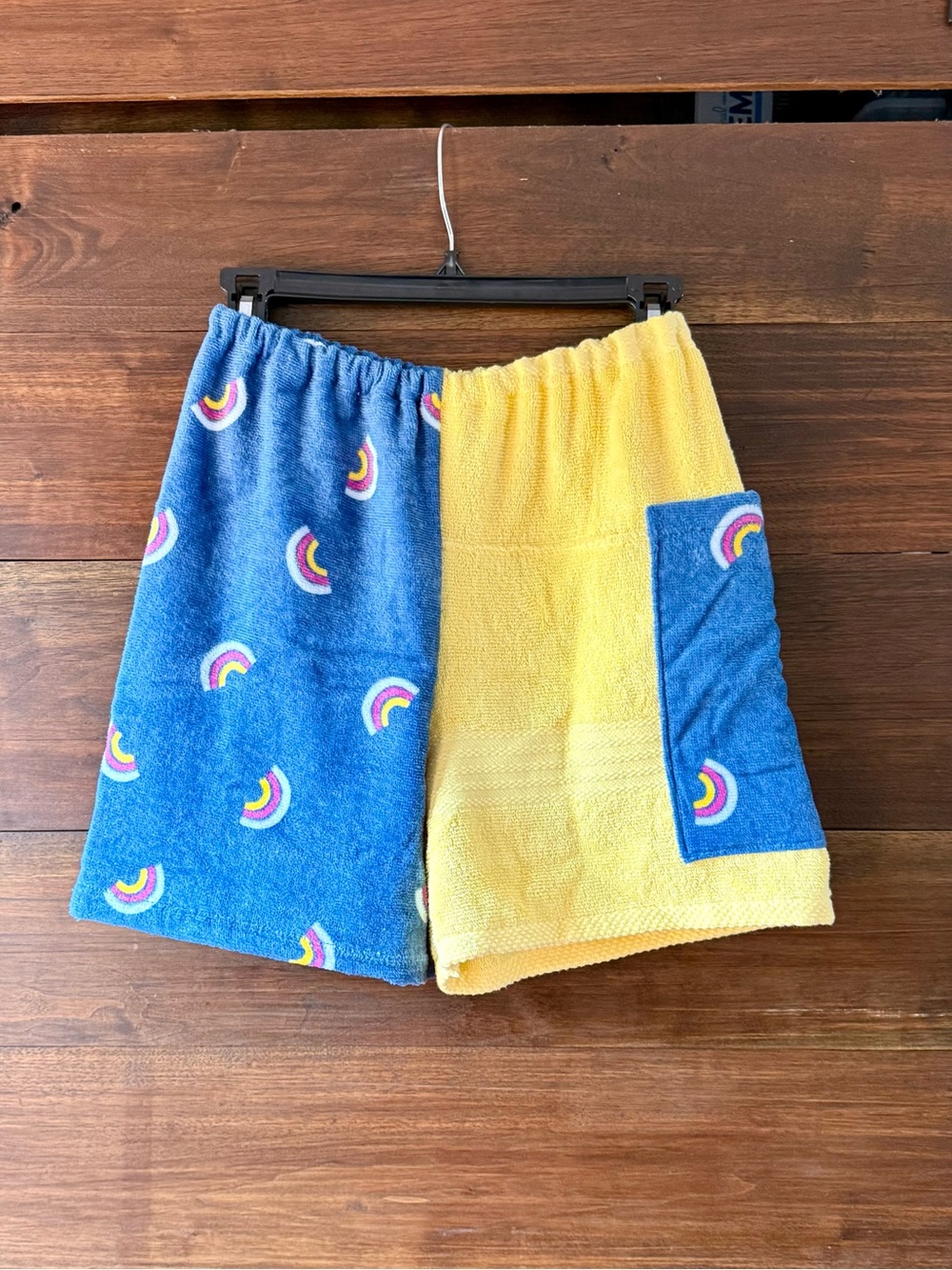 Towel shorts rainbows and yellow